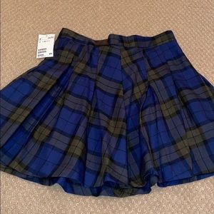 Blue and green plaid skirt